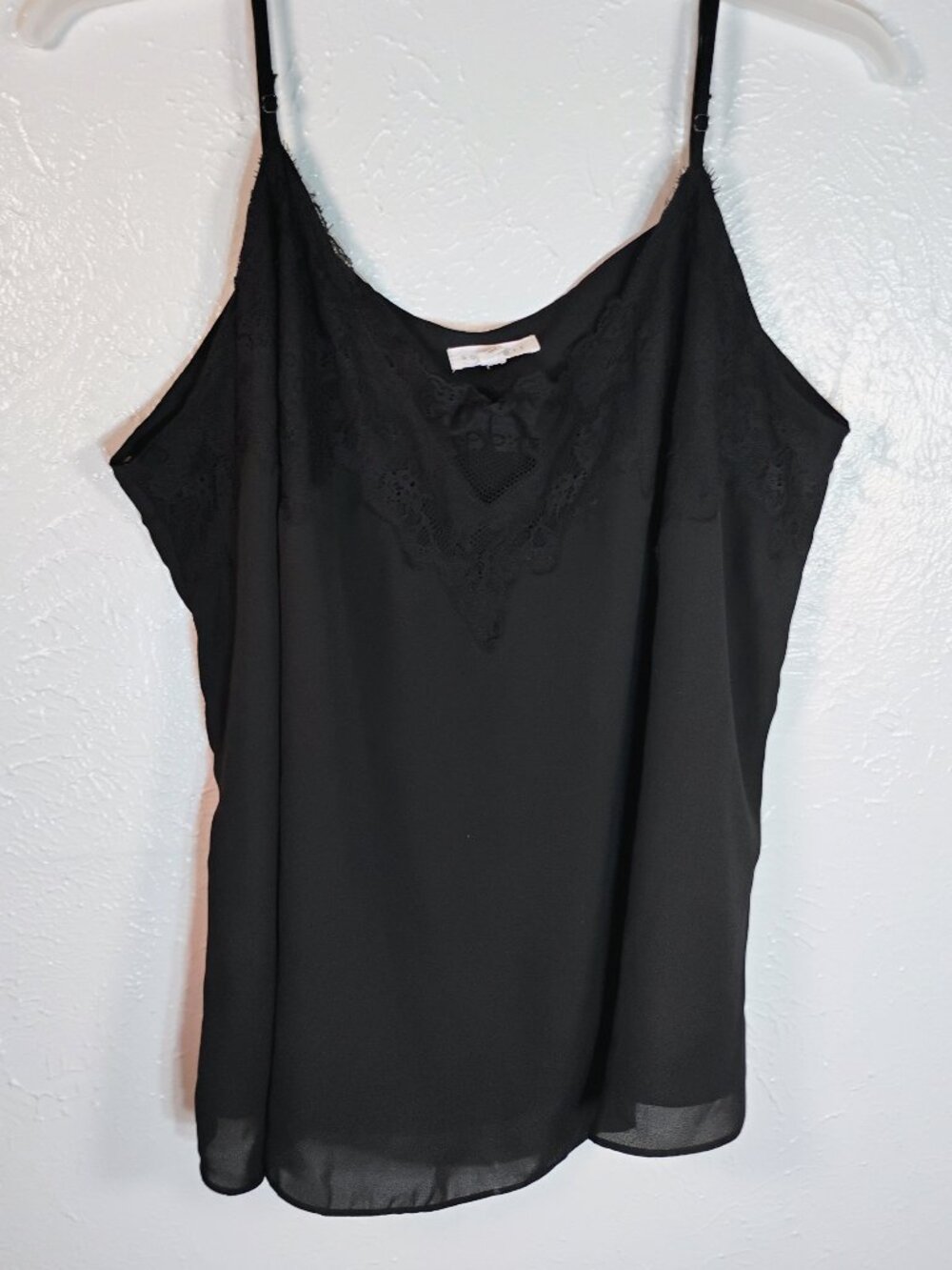 Socialite Black Lace Tank Top with Spaghetti Straps Plus Size 3x